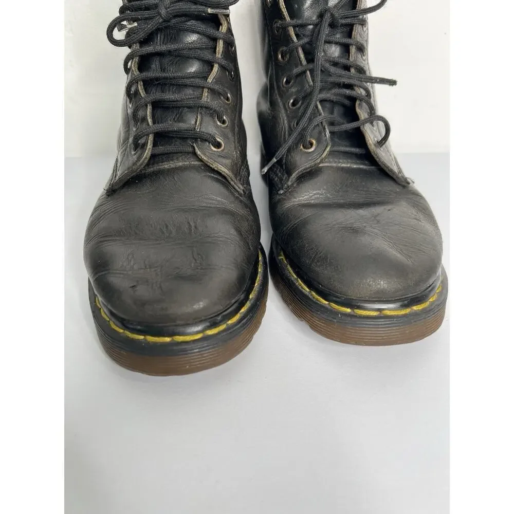 Dr. Martens 1460 Boots Black Leather Made In England Lace Vintage Men’s Size 7